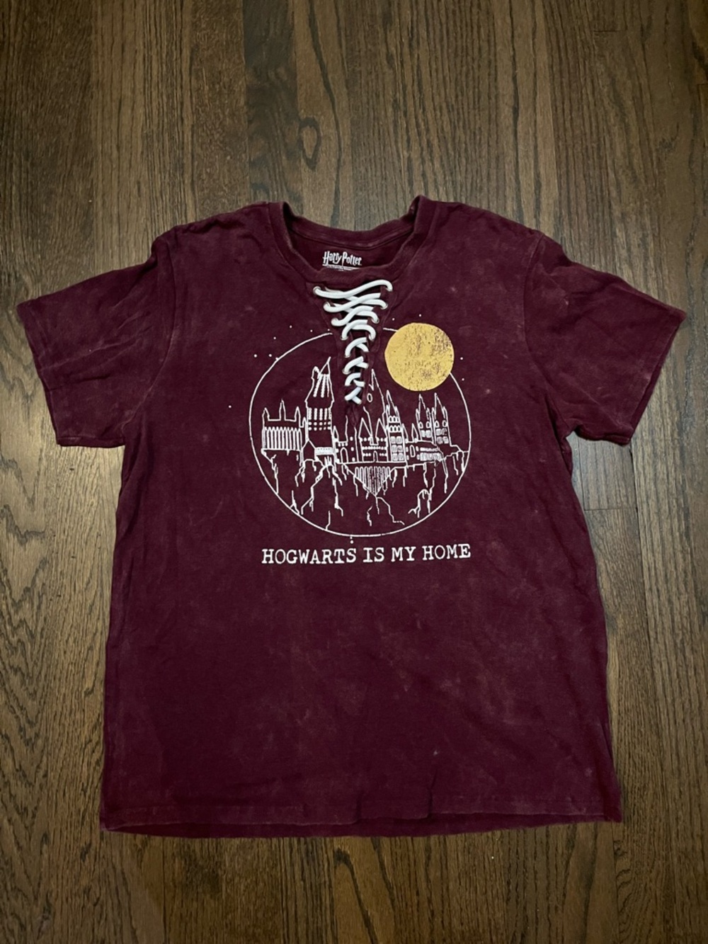 Harry Potter Burgundy Lace-Up Hogwarts Graphic Tee